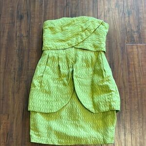 EUC Tracy Reese Strapless Green Textured Dress